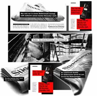 sueddeutsche newspaper & siemens phone ads-adaptions